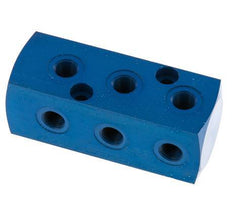 1xG 3/8'' x 9xG 1/8'' Aluminium Verdeelblok Eenzijdig 16 Bar