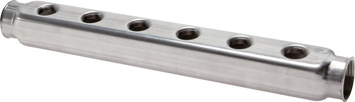 2xG 1'' x 5xG 1/2'' RVS Verdeelblok Eenzijdig 10 Bar