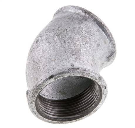 Rp 1 1/2'' Verzinkt Gietijzeren L-Fitting 45graden 25 Bar