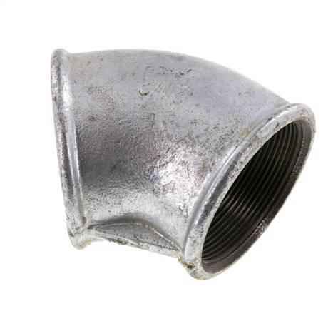 Rp 2 1/2'' Verzinkt Gietijzeren L-Fitting 45graden 25 Bar