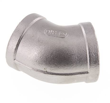 Rp 1 1/2'' RVS L-Fitting 45graden 16 Bar