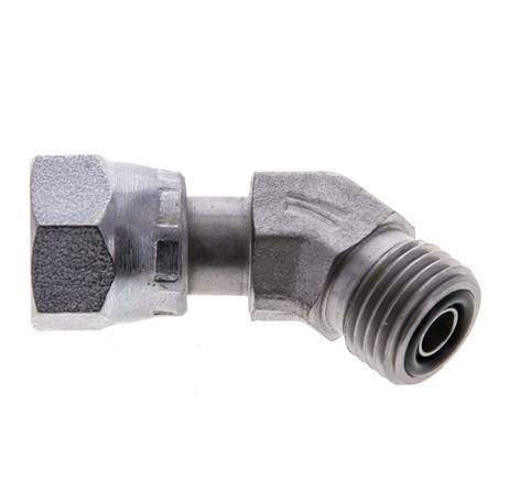 UNF 9/16''-18 x UNF 9/16''-18 F/M Zinc plated Steel 45 deg Elbow Fitting ORFS 630 Bar - Hydraulic