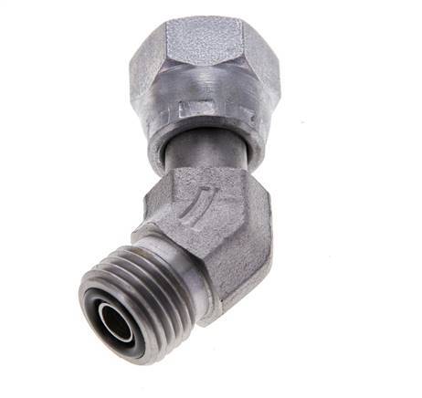 UNF 9/16''-18 x UNF 9/16''-18 F/M Zinc plated Steel 45 deg Elbow Fitting ORFS 630 Bar - Hydraulic