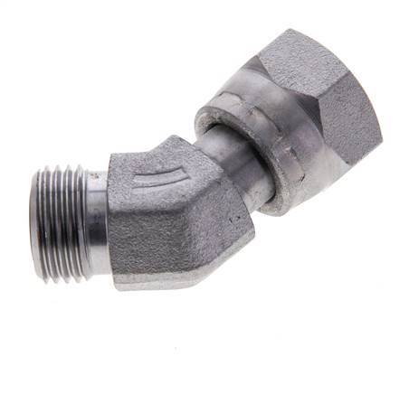 UN 11/16''-16 x UN 11/16''-16 F/M Verzinkt Stalen L-Fitting 45graden ORFS 630 Bar - Hydrauliek