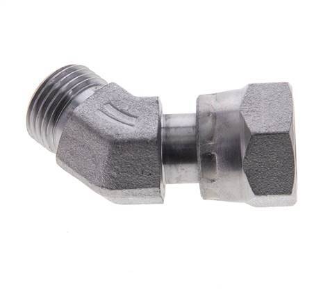 UN 11/16''-16 x UN 11/16''-16 F/M Verzinkt Stalen L-Fitting 45graden ORFS 630 Bar - Hydrauliek