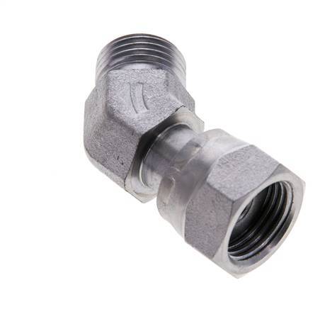 UN 11/16''-16 x UN 11/16''-16 F/M Verzinkt Stalen L-Fitting 45graden ORFS 630 Bar - Hydrauliek