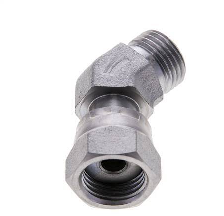 UN 11/16''-16 x UN 11/16''-16 F/M Verzinkt Stalen L-Fitting 45graden ORFS 630 Bar - Hydrauliek