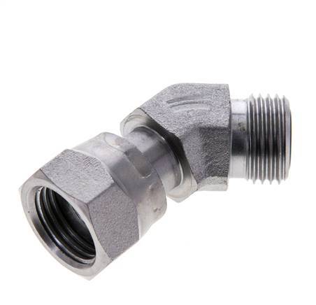 UN 11/16''-16 x UN 11/16''-16 F/M Verzinkt Stalen L-Fitting 45graden ORFS 630 Bar - Hydrauliek