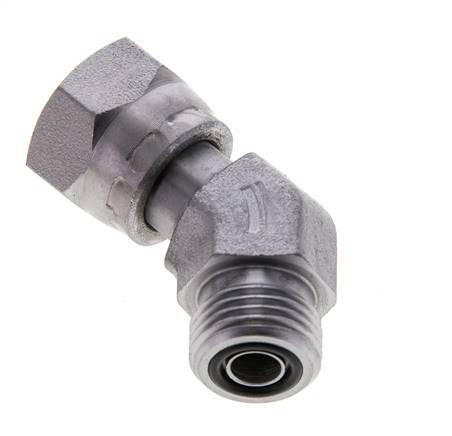 UN 11/16''-16 x UN 11/16''-16 F/M Verzinkt Stalen L-Fitting 45graden ORFS 630 Bar - Hydrauliek