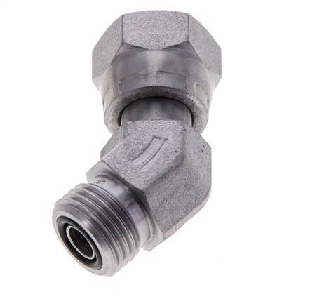 UN 11/16''-16 x UN 11/16''-16 F/M Verzinkt Stalen L-Fitting 45graden ORFS 630 Bar - Hydrauliek
