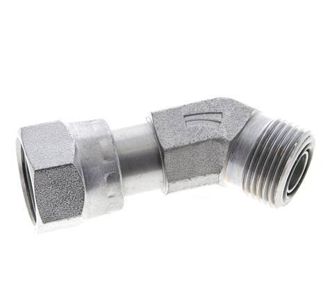 UN 13/16''-16 x UN 13/16''-16 F/M Verzinkt Stalen L-Fitting 45graden ORFS 630 Bar - Hydrauliek