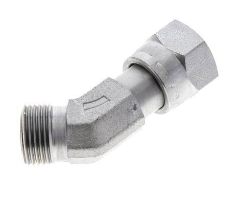 UN 13/16''-16 x UN 13/16''-16 F/M Verzinkt Stalen L-Fitting 45graden ORFS 630 Bar - Hydrauliek