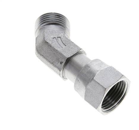 UN 13/16''-16 x UN 13/16''-16 F/M Verzinkt Stalen L-Fitting 45graden ORFS 630 Bar - Hydrauliek
