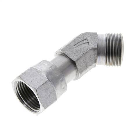 UN 13/16''-16 x UN 13/16''-16 F/M Verzinkt Stalen L-Fitting 45graden ORFS 630 Bar - Hydrauliek