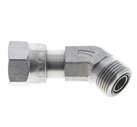 UN 13/16''-16 x UN 13/16''-16 F/M Verzinkt Stalen L-Fitting 45graden ORFS 630 Bar - Hydrauliek