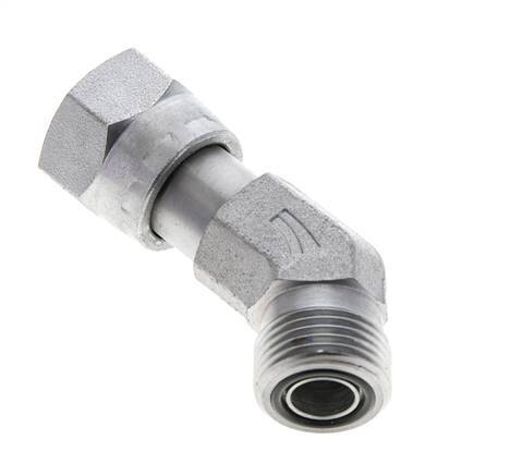 UN 13/16''-16 x UN 13/16''-16 F/M Verzinkt Stalen L-Fitting 45graden ORFS 630 Bar - Hydrauliek