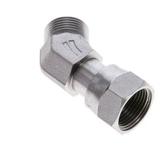 UNS 1''-14 x UNS 1''-14 F/M Verzinkt Stalen L-Fitting 45graden ORFS 400 Bar - Hydrauliek