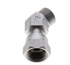 UNS 1''-14 x UNS 1''-14 F/M Verzinkt Stalen L-Fitting 45graden ORFS 400 Bar - Hydrauliek