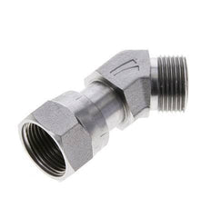 UNS 1''-14 x UNS 1''-14 F/M Verzinkt Stalen L-Fitting 45graden ORFS 400 Bar - Hydrauliek