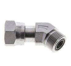 UNS 1''-14 x UNS 1''-14 F/M Verzinkt Stalen L-Fitting 45graden ORFS 400 Bar - Hydrauliek