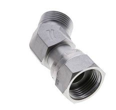 UN 1-3/16''-12 x UN 1-3/16''-12 F/M Verzinkt Stalen L-Fitting 45graden ORFS 400 Bar - Hydrauliek