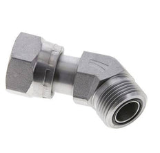 UN 1-3/16''-12 x UN 1-3/16''-12 F/M Verzinkt Stalen L-Fitting 45graden ORFS 400 Bar - Hydrauliek