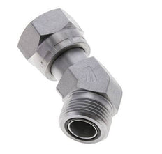 UN 1-3/16''-12 x UN 1-3/16''-12 F/M Verzinkt Stalen L-Fitting 45graden ORFS 400 Bar - Hydrauliek
