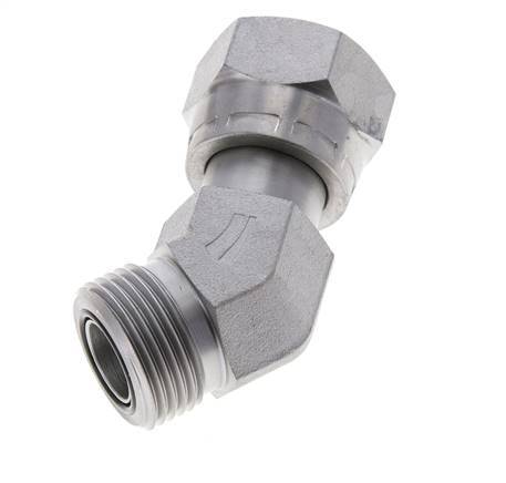 UN 1-3/16''-12 x UN 1-3/16''-12 F/M Verzinkt Stalen L-Fitting 45graden ORFS 400 Bar - Hydrauliek