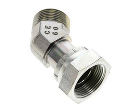 UN 1-7/16''-12 x UN 1-7/16''-12 F/M Verzinkt Stalen L-Fitting 45graden ORFS 400 Bar - Hydrauliek