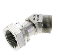 UN 1-7/16''-12 x UN 1-7/16''-12 F/M Verzinkt Stalen L-Fitting 45graden ORFS 400 Bar - Hydrauliek