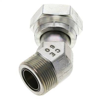 UN 1-7/16''-12 x UN 1-7/16''-12 F/M Verzinkt Stalen L-Fitting 45graden ORFS 400 Bar - Hydrauliek