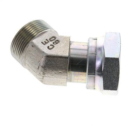 UN 1-11/16''-12 x UN 1-11/16''-12 F/M Verzinkt Stalen L-Fitting 45graden ORFS 250 Bar - Hydrauliek