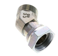 UN 1-11/16''-12 x UN 1-11/16''-12 F/M Verzinkt Stalen L-Fitting 45graden ORFS 250 Bar - Hydrauliek