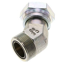 UN 1-11/16''-12 x UN 1-11/16''-12 F/M Verzinkt Stalen L-Fitting 45graden ORFS 250 Bar - Hydrauliek