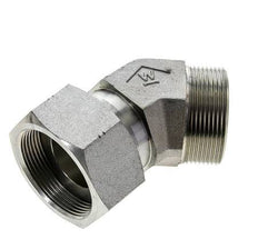 UN 2''-12 x UN 2''-12 F/M Verzinkt Stalen L-Fitting 45graden ORFS 250 Bar - Hydrauliek