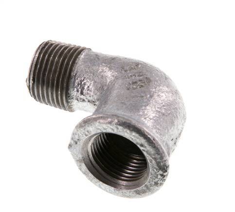 Rp 3/8'' x R 3/8'' F/M Zinc plated Cast iron 90 deg Elbow Fitting 25 Bar [2 Pieces]