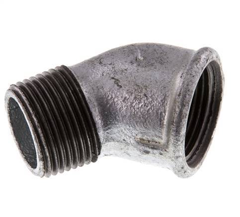 Rp 1'' x R 1'' F/M Zinc plated Cast iron 45 deg Elbow Fitting 25 Bar