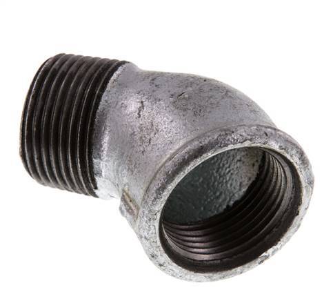 Rp 1'' x R 1'' F/M Zinc plated Cast iron 45 deg Elbow Fitting 25 Bar