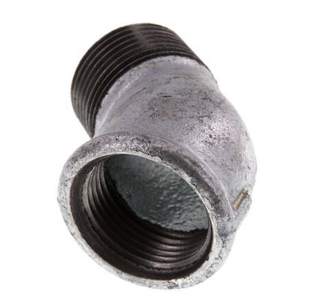 Rp 1'' x R 1'' F/M Zinc plated Cast iron 45 deg Elbow Fitting 25 Bar