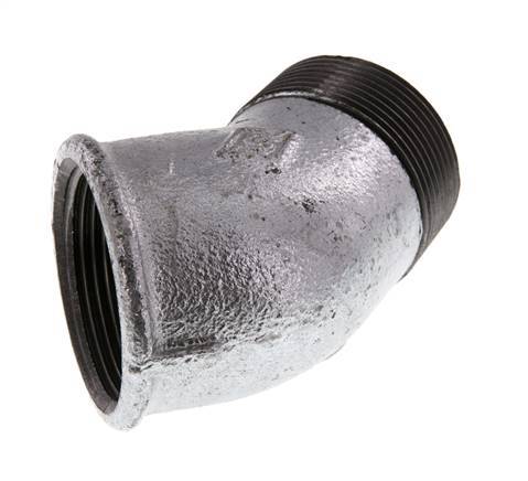 Rp 1 1/2'' x R 1 1/2'' F/M Zinc plated Cast iron 45 deg Elbow Fitting 25 Bar