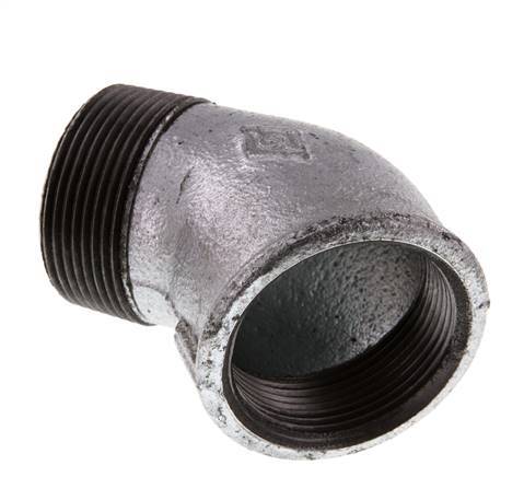 Rp 1 1/2'' x R 1 1/2'' F/M Zinc plated Cast iron 45 deg Elbow Fitting 25 Bar