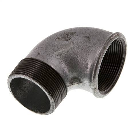 Rp 2'' x R 2'' F/M Zinc plated Cast iron 90 deg Elbow Fitting 25 Bar