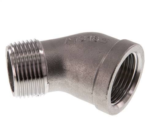 Rp 1'' x R 1'' F/M Stainless steel 45 deg Elbow Fitting 16 Bar