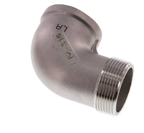 Rp 1 1/2'' x R 1 1/2'' F/M RVS L-Fitting 90graden 16 Bar