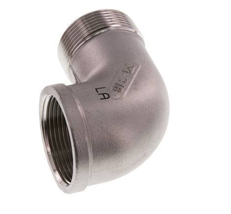 Rp 1 1/2'' x R 1 1/2'' F/M RVS L-Fitting 90graden 16 Bar