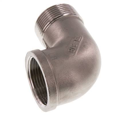 Rp 1 1/4'' x R 1 1/4'' F/M RVS L-Fitting 90graden 16 Bar