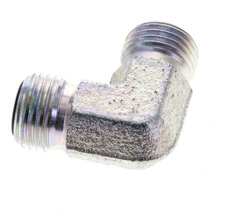 UNF 9/16''-18 Male Zinc plated Steel 90 deg Elbow Fitting ORFS 630 Bar - Hydraulic