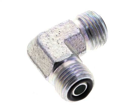 UNF 9/16''-18 Male Zinc plated Steel 90 deg Elbow Fitting ORFS 630 Bar - Hydraulic