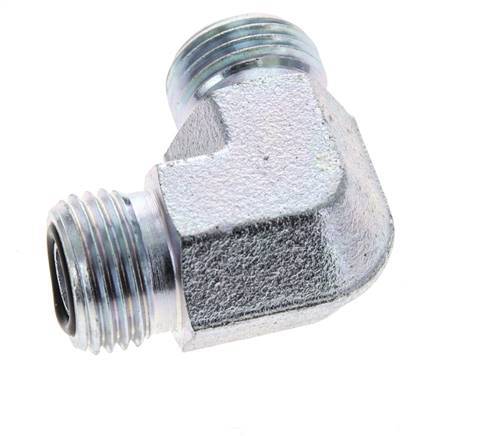 UN 11/16''-16 Buitendraad Verzinkt Stalen L-Fitting 90graden ORFS 630 Bar - Hydrauliek