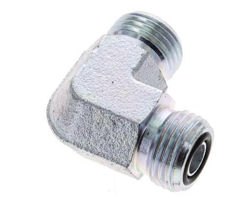 UN 11/16''-16 Buitendraad Verzinkt Stalen L-Fitting 90graden ORFS 630 Bar - Hydrauliek